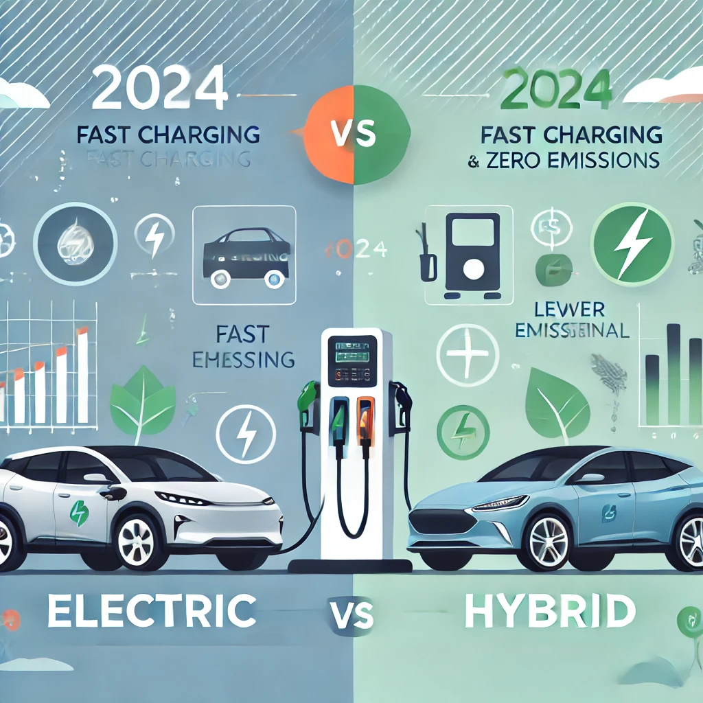 Electric vs. Hybrid vehicle comparison for 2024 buyers, highlighting efficiency, environmental impact, and cost