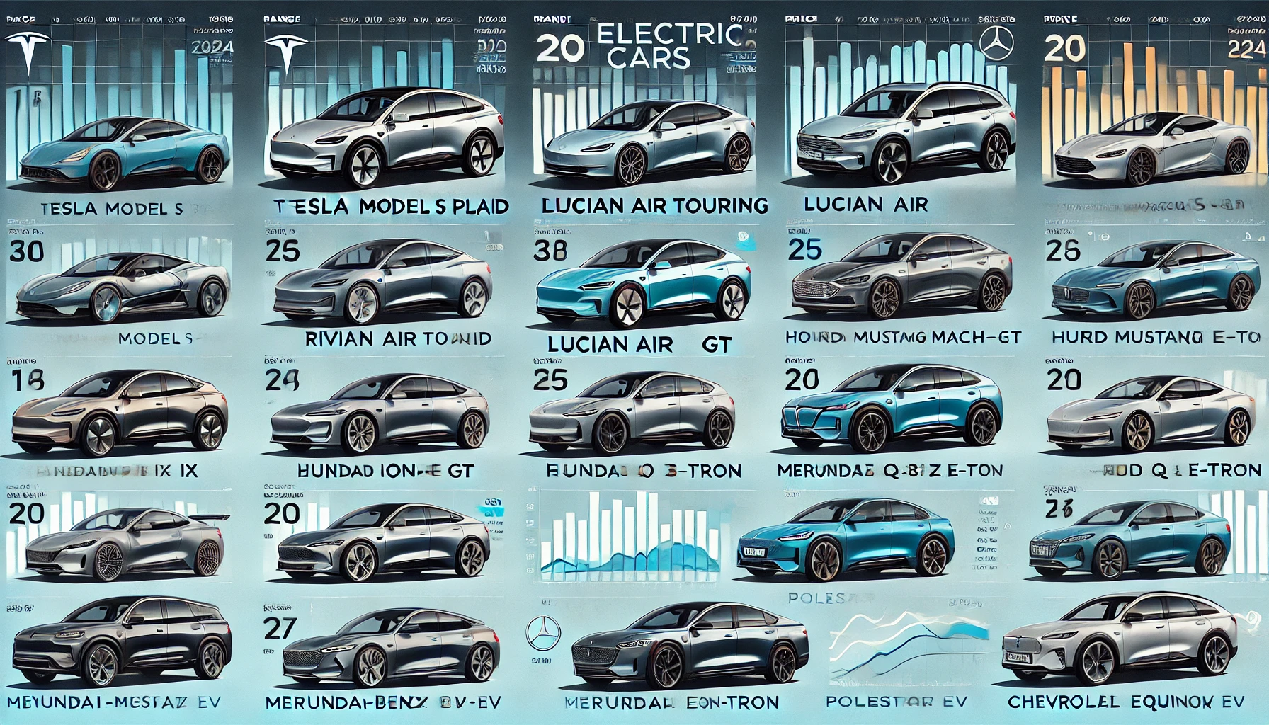 Comparison of the top 10 electric cars of 2024 by features, range, and pricing.