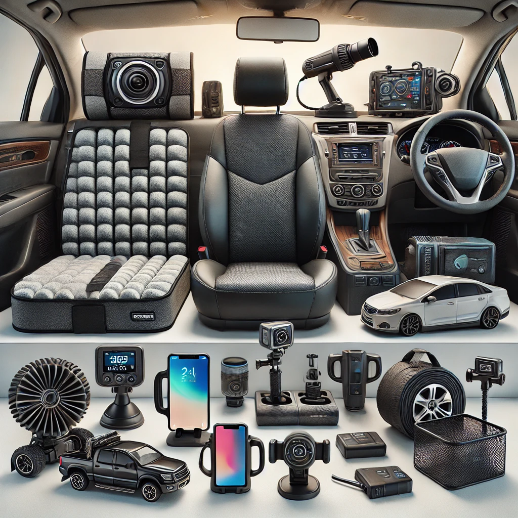 An assortment of essential car accessories for comfort and convenience