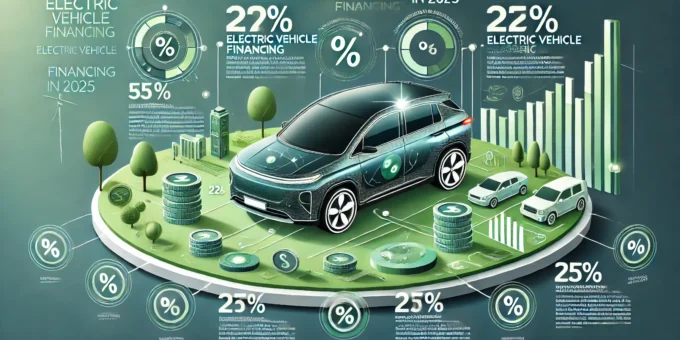 A graphic showing top lenders and their loan options for electric vehicle financing.