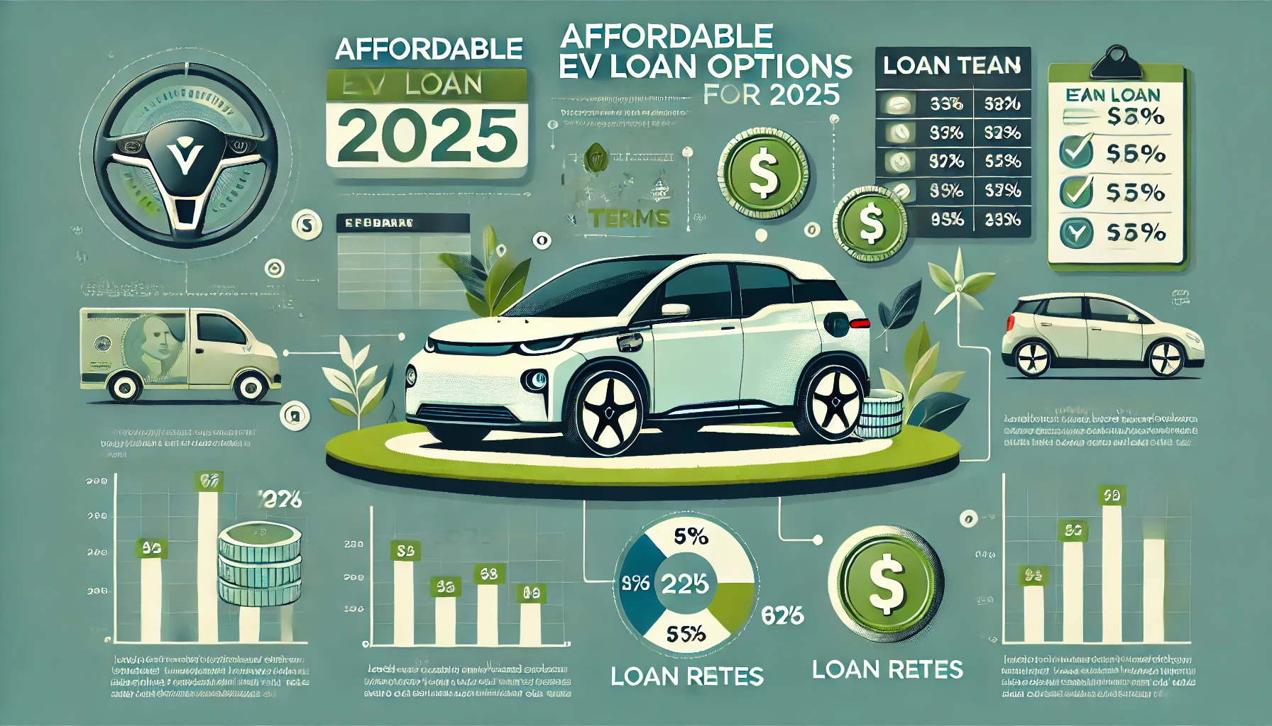 A person reviewing affordable EV loan options with an electric car in the background.