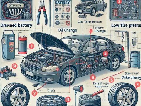 A car owner troubleshooting a common maintenance issue under the hood