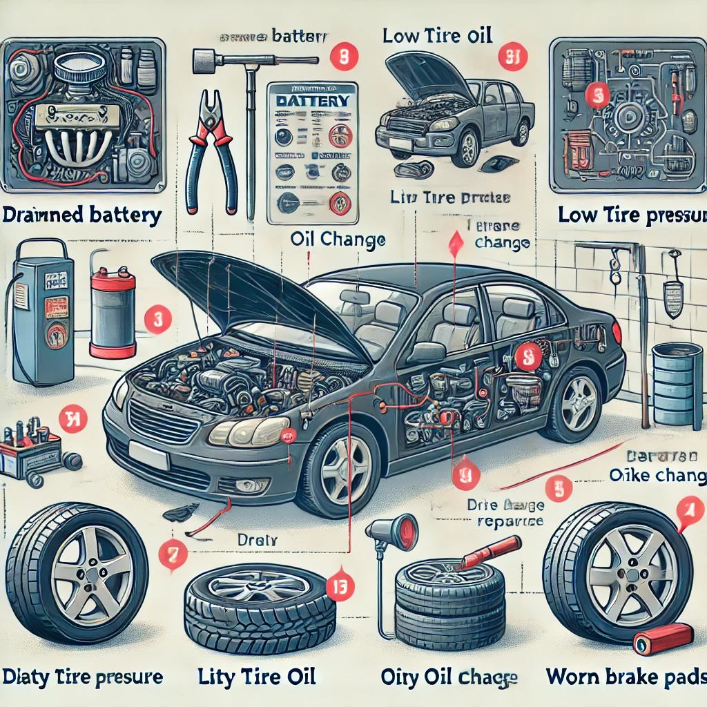 A car owner troubleshooting a common maintenance issue under the hood