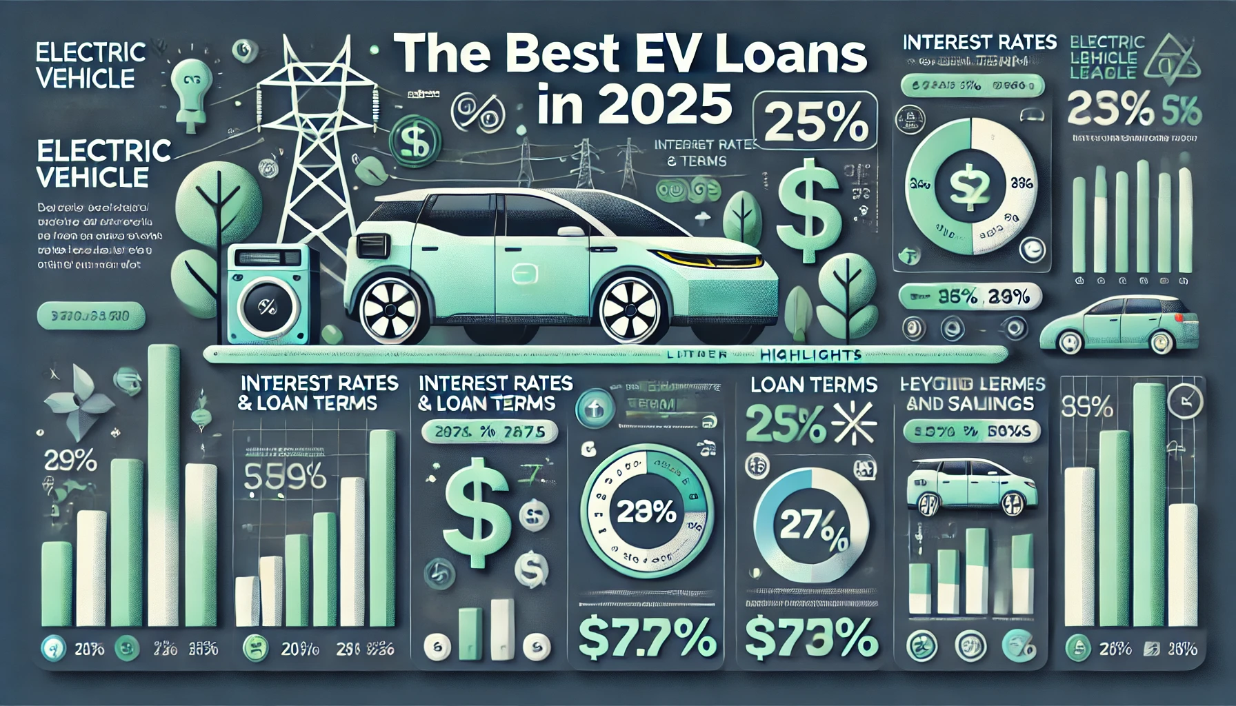 A chart comparing rates and terms for the best EV loans in 2025.