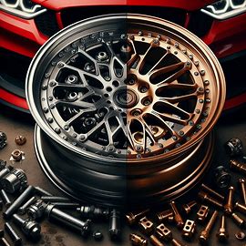 side-by-side display of alloy and forged wheels showing design and build differences