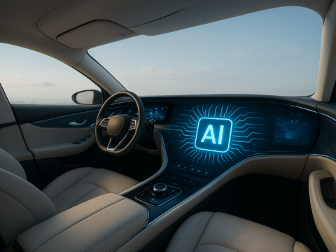 AI in future luxury cars futuristic interior design