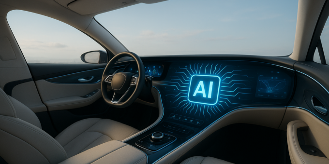 AI in future luxury cars futuristic interior design